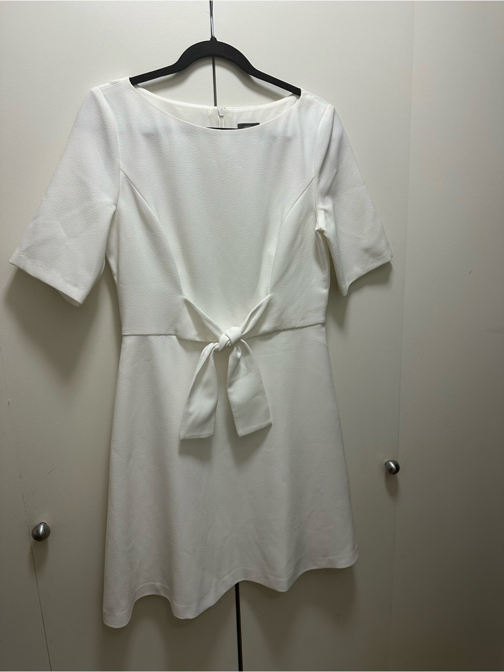 Vince Camuto Crepe Tie-Front Boat-Neck Dress White Size 10